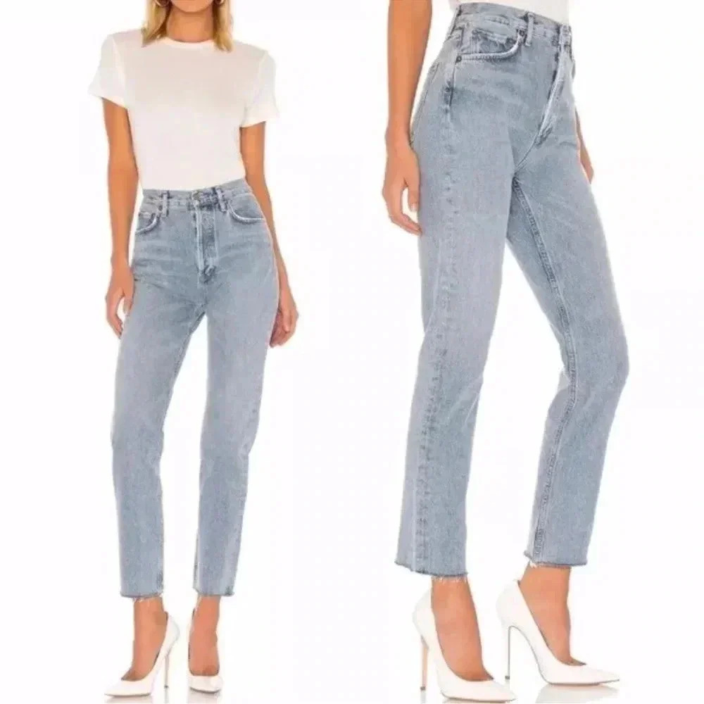 AGOLDE Light Wash High-Rise Straight Jeans